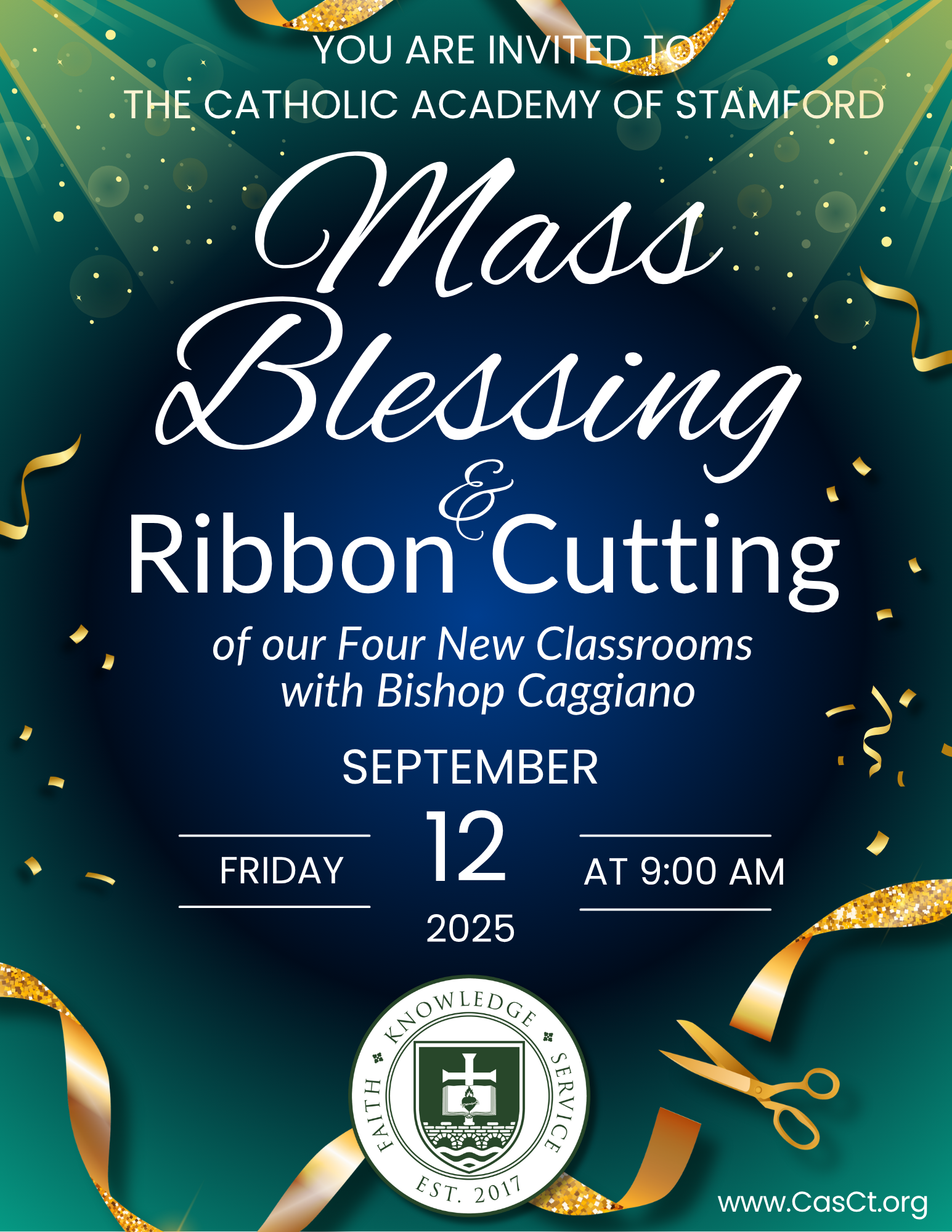 9am Mass, Blessing & Ribbon Cutting Ceremony - Catholic Academy Stamford